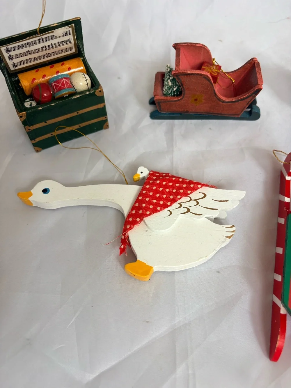 Wooden Red Decorative Kids Sled and Toys Set - Festive Holiday Play Décor